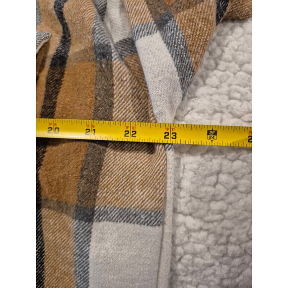 Automet Women's Checked Collared Shirt Jacket Medium Cream Brown White - Picture 4 of 4